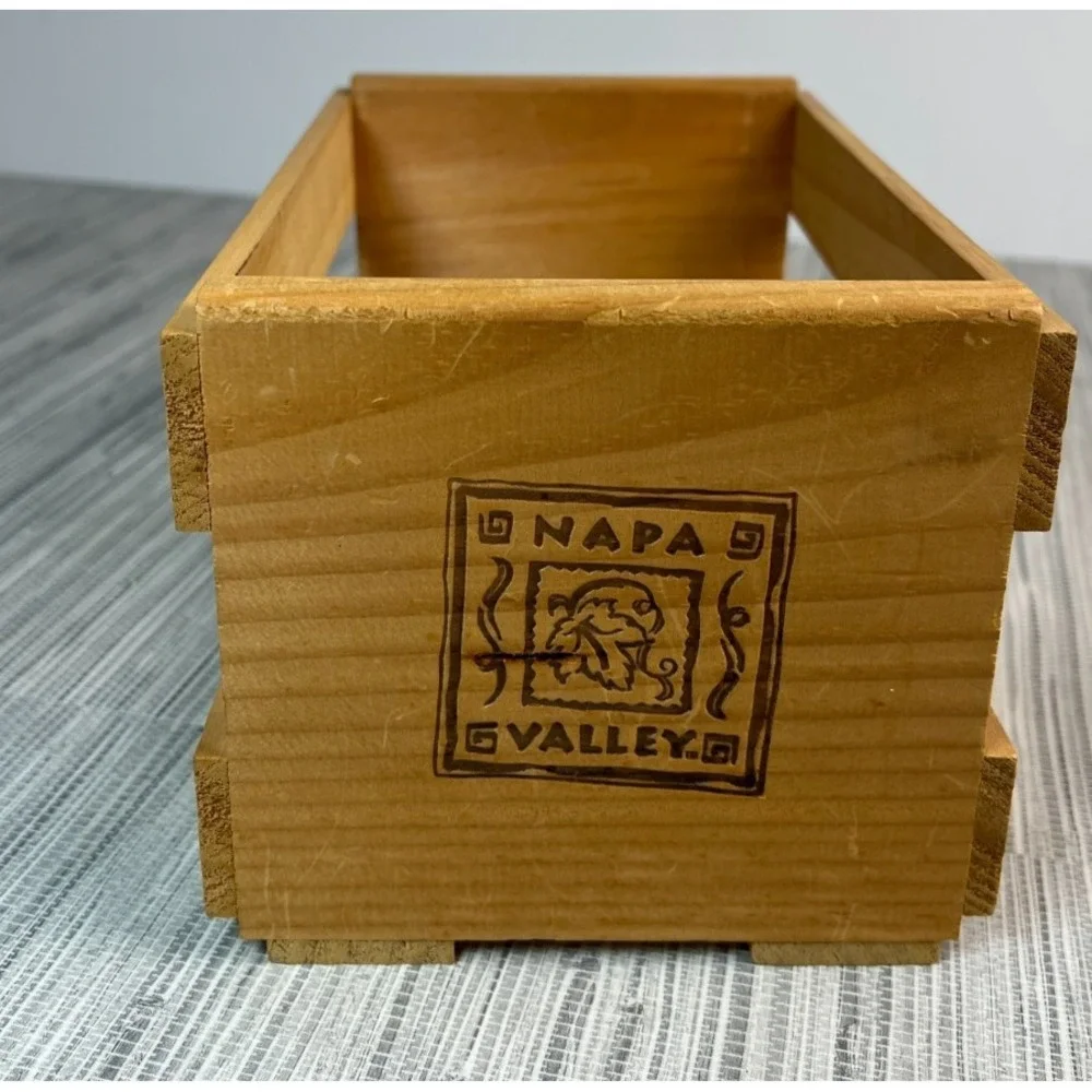 Napa Valley Small Wooden Crate Decorative CD Storage Box Rustic Display 10x6x5.5